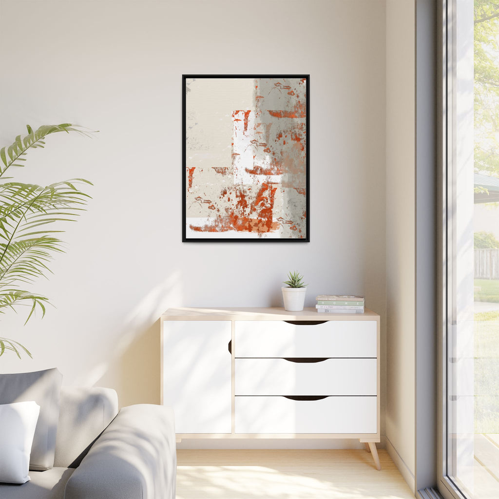 Abstract Rust & Neutral Matte Canvas Framed Art — Modern Minimalist Wall Print
