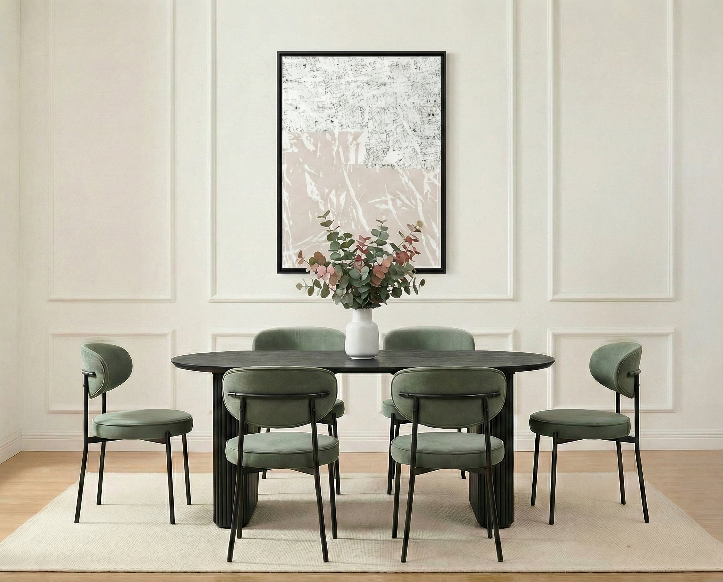 Modern Abstract Blush Pink & Distressed White Framed Canvas Wall Art