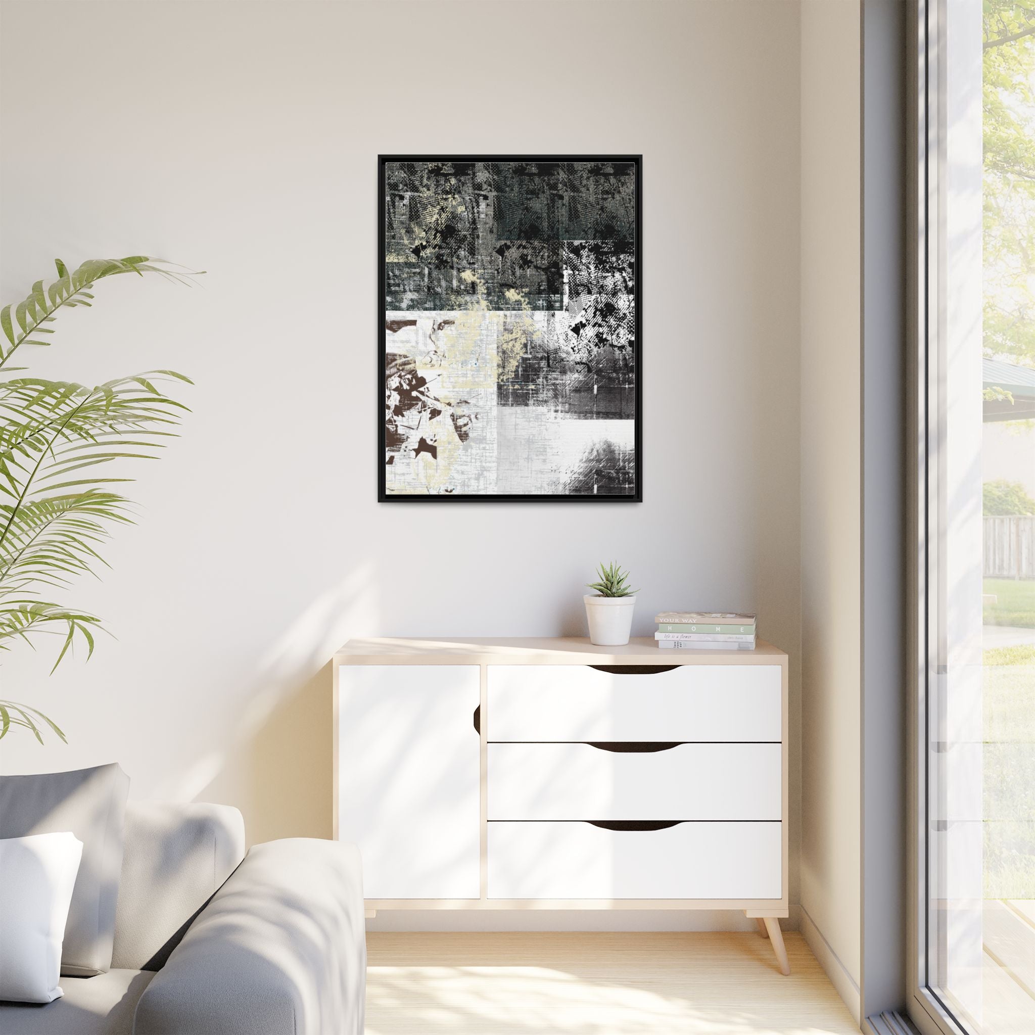 Abstract Grunge Matte Canvas Framed Wall Art