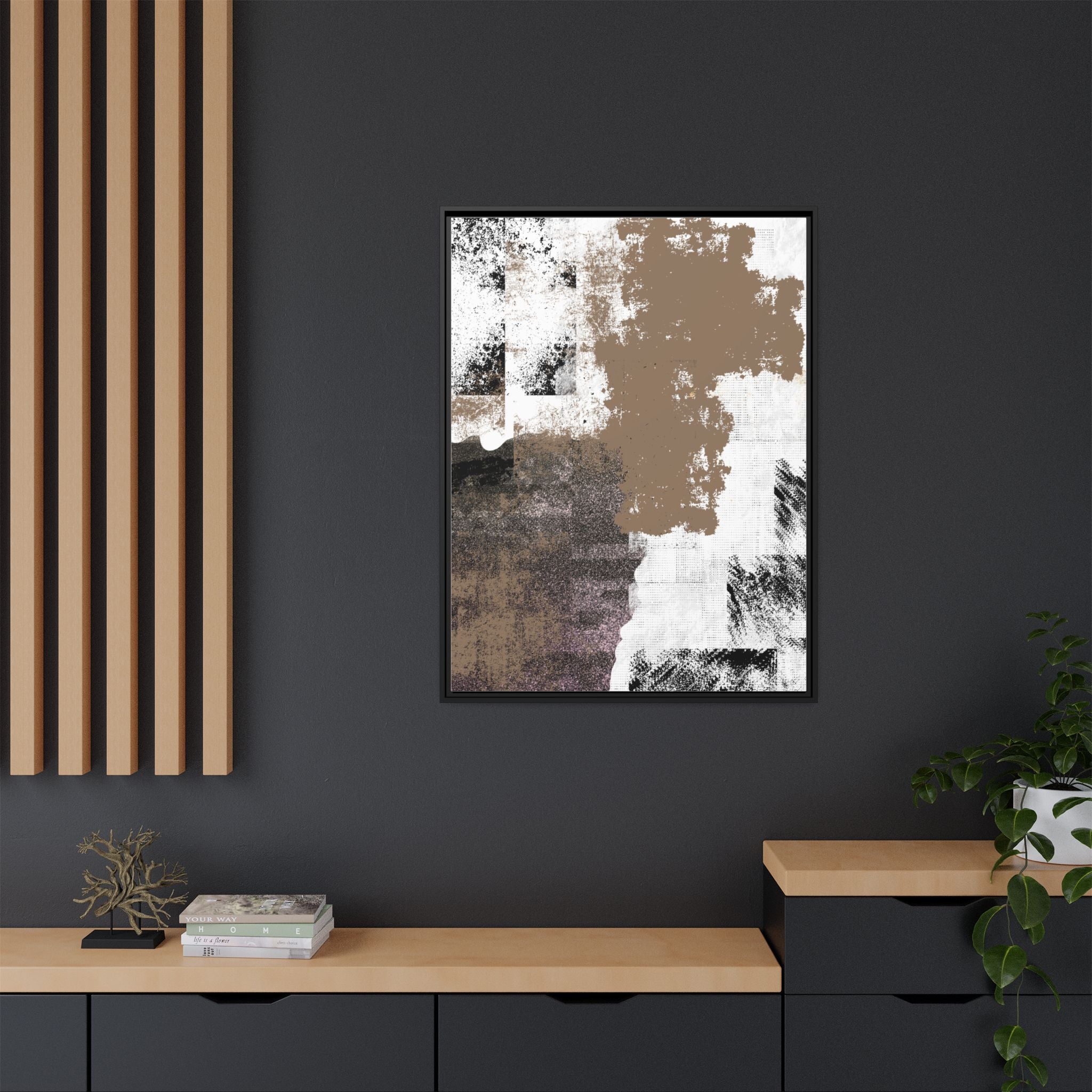 Abstract Neutral Brushstroke Matte Canvas Print — Framed Wall Art