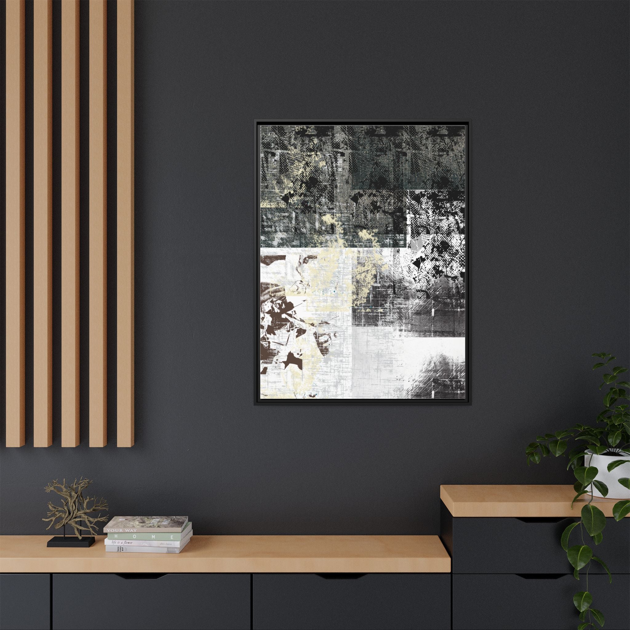 Abstract Grunge Matte Canvas Framed Wall Art