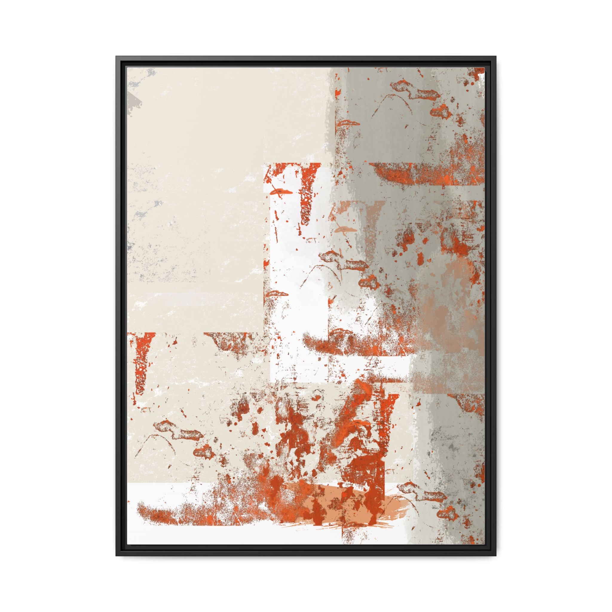 Abstract Rust & Neutral Matte Canvas Framed Art — Modern Minimalist Wall Print