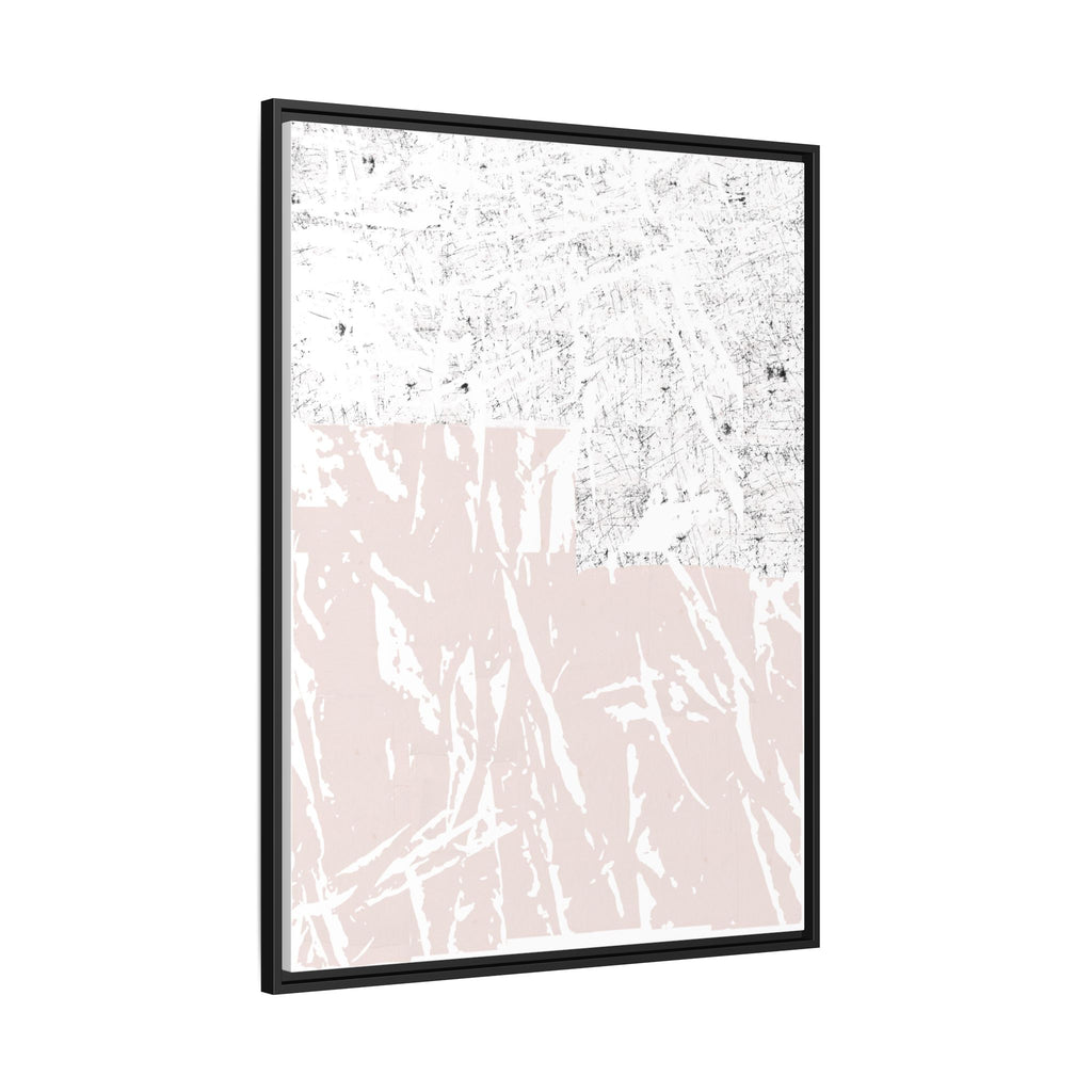 Modern Abstract Blush Pink & Distressed White Framed Canvas Wall Art
